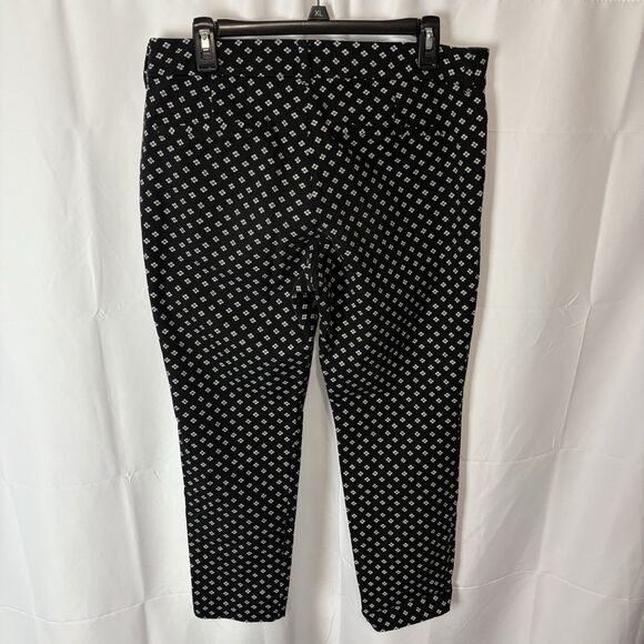 Old Navy Pixie Pants Women's Size 12 Black White Print Diamond Polka Dot Stretch - Picture 5 of 7
